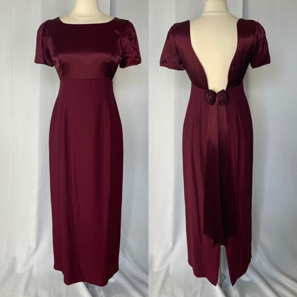 Vintage Formal Dress Size 16 Burgundy Maroon Regency Bridgerton Coquette Prom - Picture 1 of 16